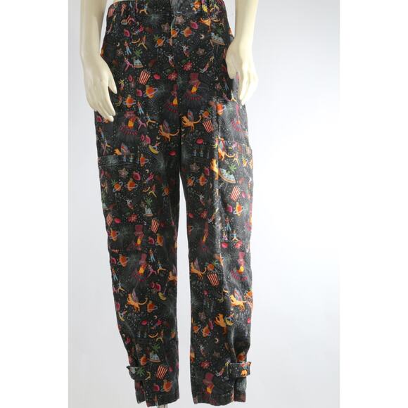Farm Rio Amorina Anthropologie Pants Size L Whimsical Multicolor Denim Boho - Picture 4 of 16